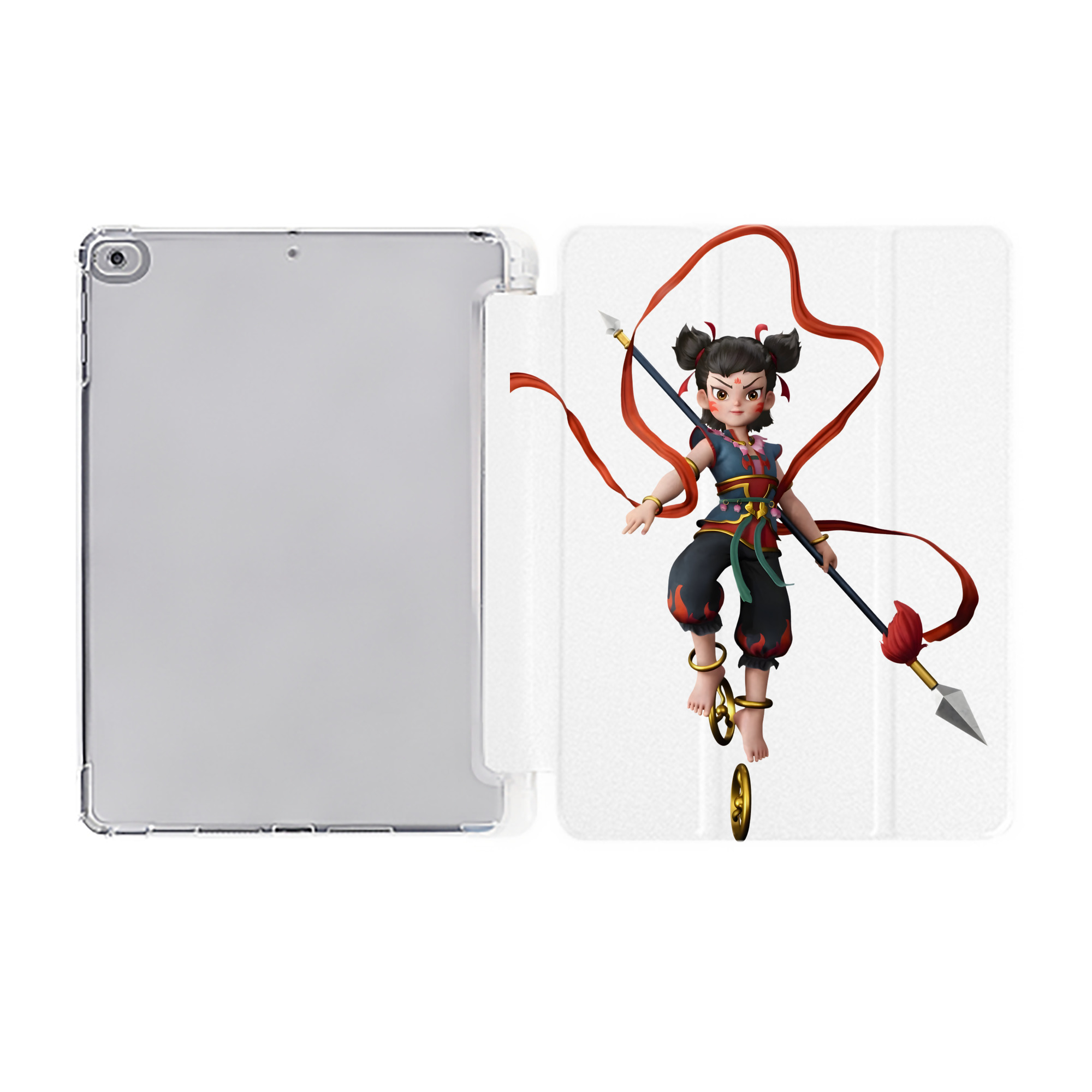 （画像用） Ne Zha 2 ナタ 魔童の大暴れ IPad ケース ペン収納付き 三つ折りスタンド PUレザー×シリコン 対応機種9.5/10.5/10.9インチ